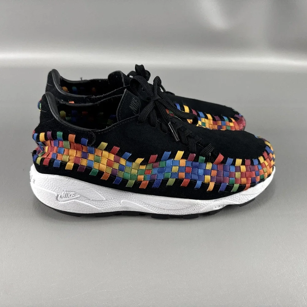 Nike Air Footscape Woven Black Rainbow Multi Color Streetwear Shoes Womens Sz 11